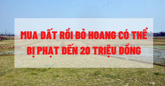 Hành vi bỏ hoang đất đai sẽ bị xử phạt đến 20 triệu đồng